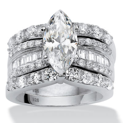 DiamonArt® Womens 4 1/2 CT. T.W. White Cubic Zirconia Platinum Over Silver Bridal Set