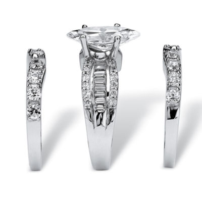 DiamonArt® Womens 4 1/2 CT. T.W. White Cubic Zirconia Platinum Over Silver Bridal Set