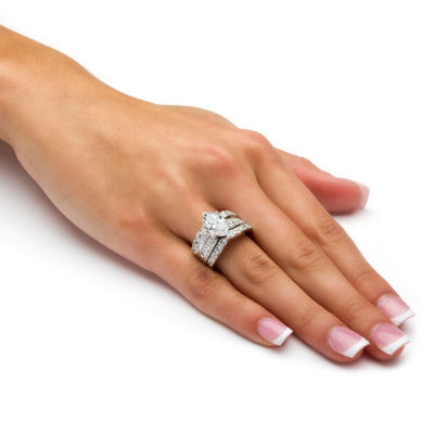 DiamonArt® Womens 4 1/2 CT. T.W. White Cubic Zirconia Platinum Over Silver Bridal Set