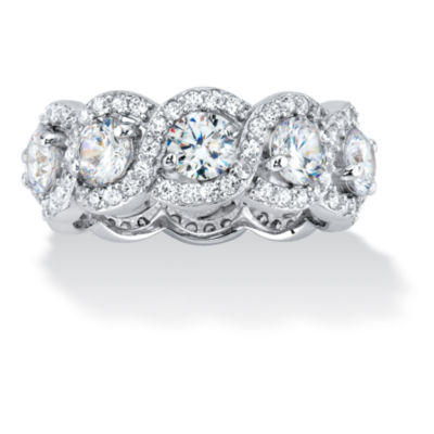 DiamonArt® 8MM 4 1/2 CT. T.W. White Cubic Zirconia Platinum Over Silver Round Band