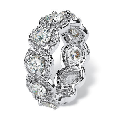 DiamonArt® 8MM 4 1/2 CT. T.W. White Cubic Zirconia Platinum Over Silver Round Band