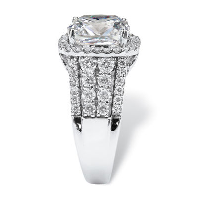 DiamonArt® Womens 3 3/4 CT. T.W. White Cubic Zirconia Platinum Over Silver Square Engagement Ring