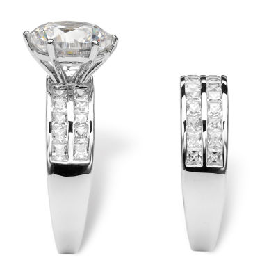 DiamonArt® Womens 5 3/4 CT. T.W. White Cubic Zirconia Platinum Over Silver Round Bridal Set