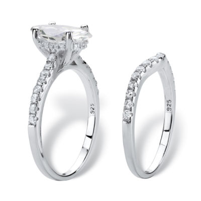 DiamonArt® Womens 2 1/2 CT. T.W. White Cubic Zirconia Platinum Over Silver Bridal Set