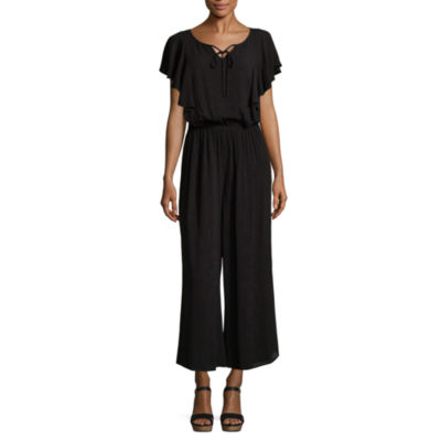 a.n.a Short Sleeve Jumpsuit, Color Black JCPenney