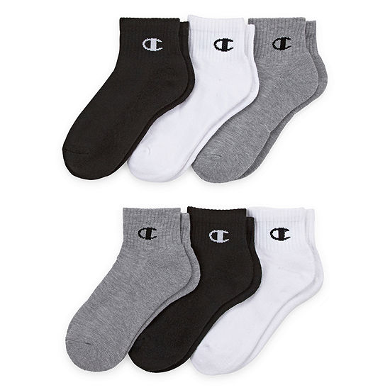 Champion Big Boys 6 Pair Quarter Socks, Color: Black - JCPenney