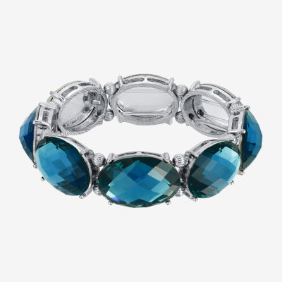 1928 Silver Tone Womens Blue Stretch Bracelet