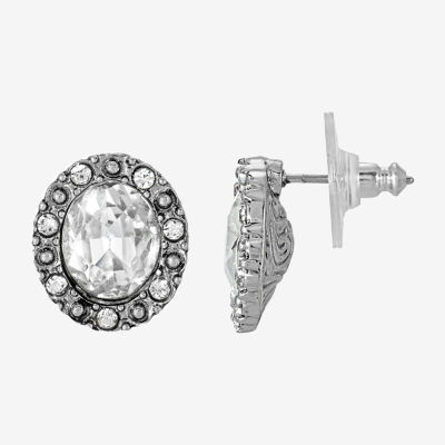 1928 Silver Tone 1/2 Inch Round Stud Earrings, Color White JCPenney