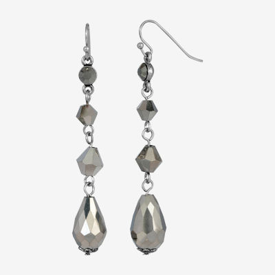 1928 Silver Tone Gray Drop Earrings