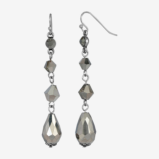 1928 Silver Tone Drop Earrings