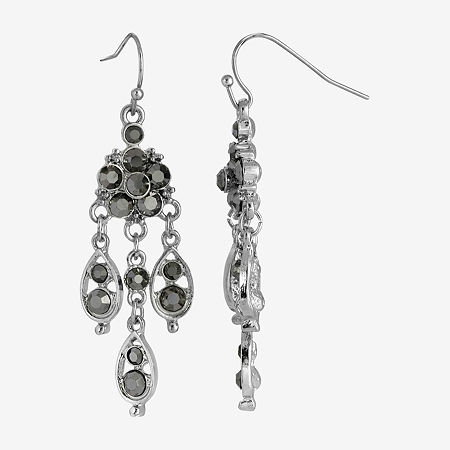 1928 Silver Tone Chandelier Earrings, One Size, Gray