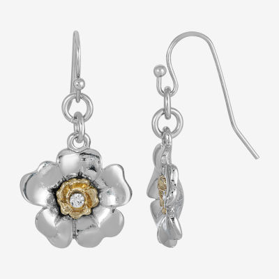 1928 Two-Tone Womens Flower Drop Earrings