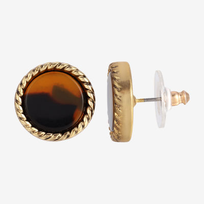 1928 GoldTone 15.5mm Round Stud Earrings, Color Brown JCPenney