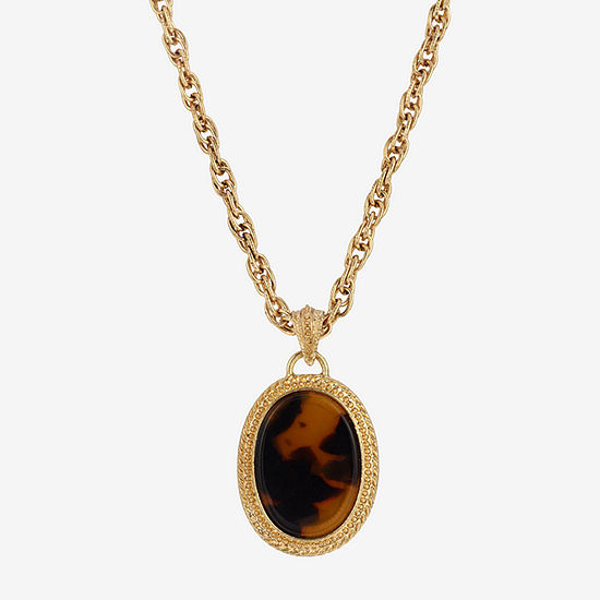 1928 Gold-Tone 16 Inch Rope Oval Pendant Necklace