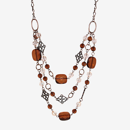 1928 Copper-Tone 18 Inch Figaro Beaded Necklace, One Size, Brown