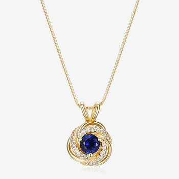 Yes, Please! Womens Lab Created Champagne Sapphire 14K Rose Gold Over  Silver Pendant Necklace