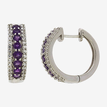 Genuine Purple Amethyst Sterling Silver 21.5mm Hoop Earrings - JCPenney