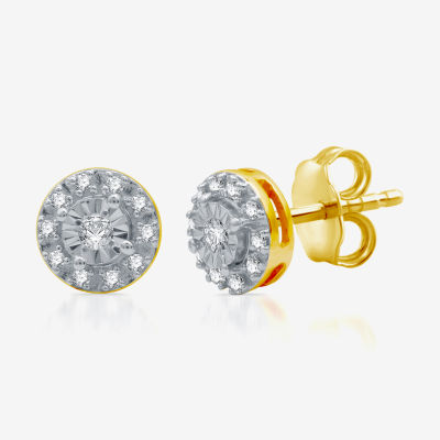 1/10 CT. T.W. Mined White Diamond 14K Gold Over Silver 6.7mm Round Stud Earrings
