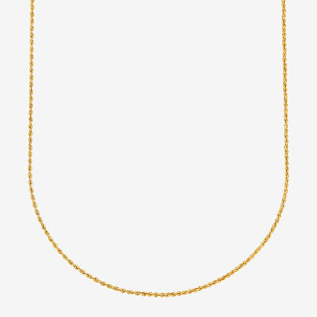 10K Gold 18 - 24 Inch Hollow Rope Chain Necklace, One Size