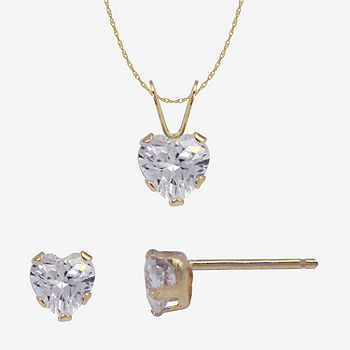 White Cubic Zirconia 10K Gold Heart 2-pc. Jewelry Set - JCPenney