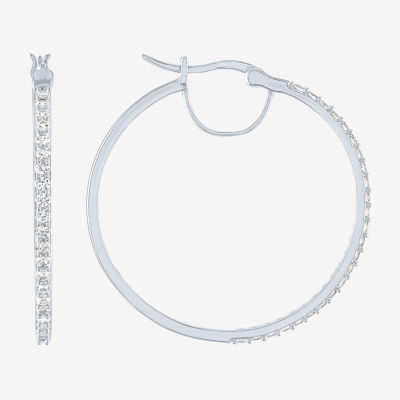 Limited Time Special! Lab Created White Sapphire Sterling Silver 35mm Hoop Earrings