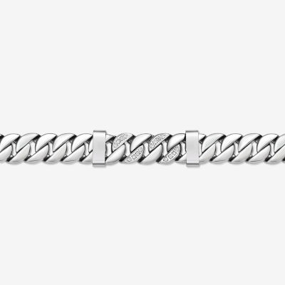 Mens Stainless Steel 8 1/2 Inch Solid Curb Round Chain Bracelet