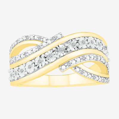 1/10 CT. T.W. Mined White Diamond 14K Gold Over Silver Band