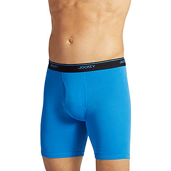 Jockey Staycool Mens 3 Pack Long Leg Boxer Briefs, Color: Blue