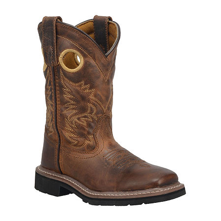 Dan Post Little & Big Boys Amarillo Block Heel Cowboy Boots, 1, Brown