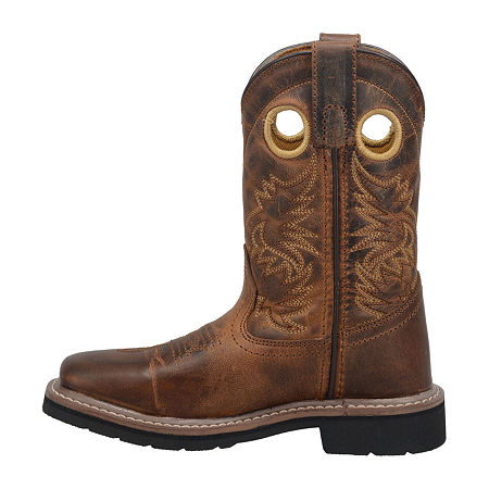 Dan Post Little & Big Boys Amarillo Block Heel Cowboy Boots, 1, Brown