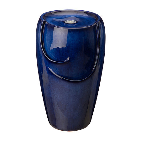 Glitzhome 20.5 Cobalt Blue Ceramic Outdoor Fountains, One Size, Blue