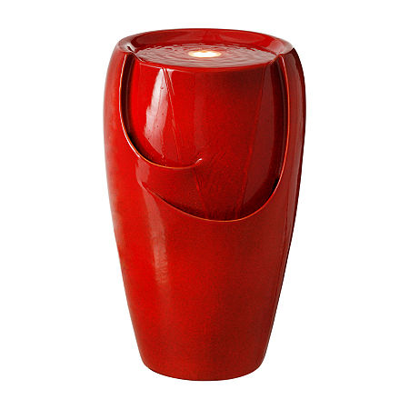 Glitzhome 21.25 Ceramic Pot Outdoor Fountains, One Size, Red