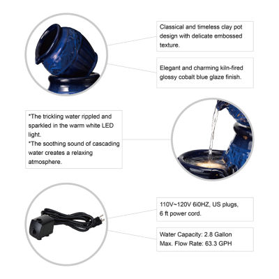 Glitzhome 27.25H Ceramic Pot Outdoor Fountains