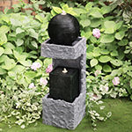 Glitzhome 34.75"H Modern Black And Grey Outdoor Fountain