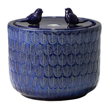 Glitzhome 13.5H Cobalt Blue Ceramic Outdoor Fountains, One Size, Blue