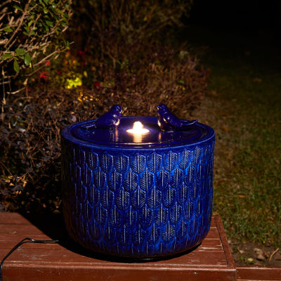 Glitzhome 13.5"H Cobalt Blue Ceramic Outdoor fountain