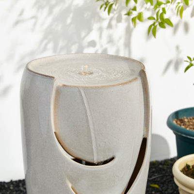 Glitzhome 29.25" Sand Beige Ceramic Pot Outdoor fountain