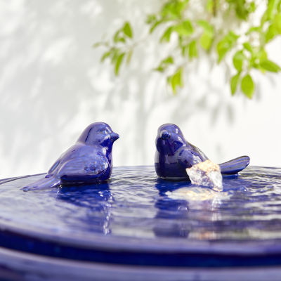 Glitzhome 27.5H Cobalt Blue Ceramic Outdoor Fountains