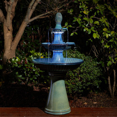 Glitzhome """45.25""""H Turquoise 3-Tier""" Outdoor Fountains