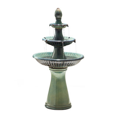 Glitzhome 45.25"H Turquoise 3-Tier Outdoor Fountain