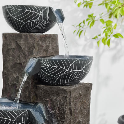 Glitzhome 32.75'H Textured 4-Tier Resin Outdoor Fountains