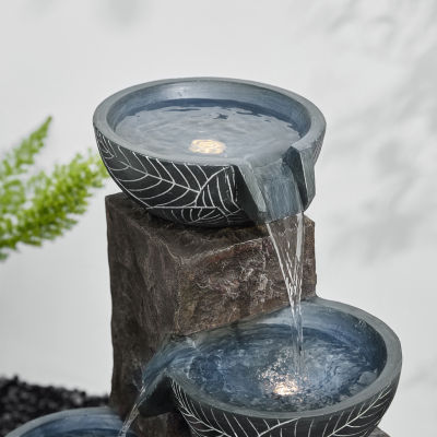 Glitzhome 32.75'H Textured 4-Tier Resin Outdoor Fountain