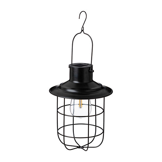 Glitzhome 9.75" Wire Black Solar Powered Outdoor Lantern
