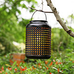 Glitzhome 8.75" Cutout Solar Powered Outdoor Lantern
