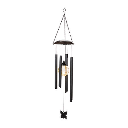 Glitzhome 32 Solar Powered Led Windchime Wind Chimes, One Size, Black