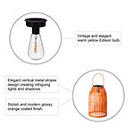 Glitzhome 9.75" Metal Woven Orange Outdoor Lantern