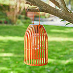 Glitzhome 9.75" Metal Woven Orange Outdoor Lantern