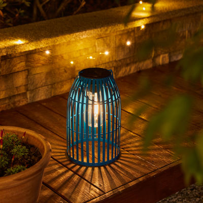 Glitzhome 9.75" Metal Woven Blue Hanging Lanterns