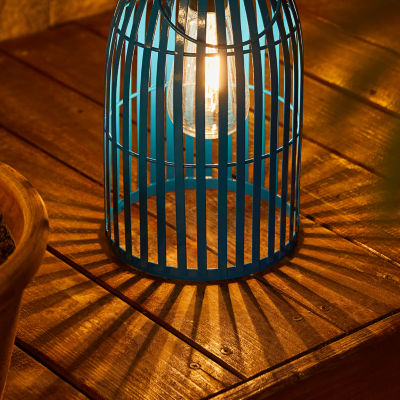 Glitzhome 9.75" Metal Woven Blue Hanging Lanterns