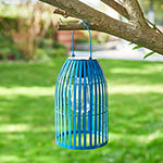 Glitzhome 9.75" Metal Woven Blue Hanging Outdoor Lantern